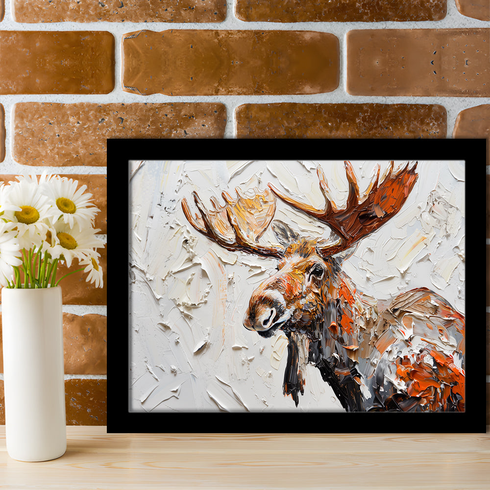 Painting Of Portrait Moose, Framed  Print, Painting Art, Framed Art Print Wall Decor, Framed Picture