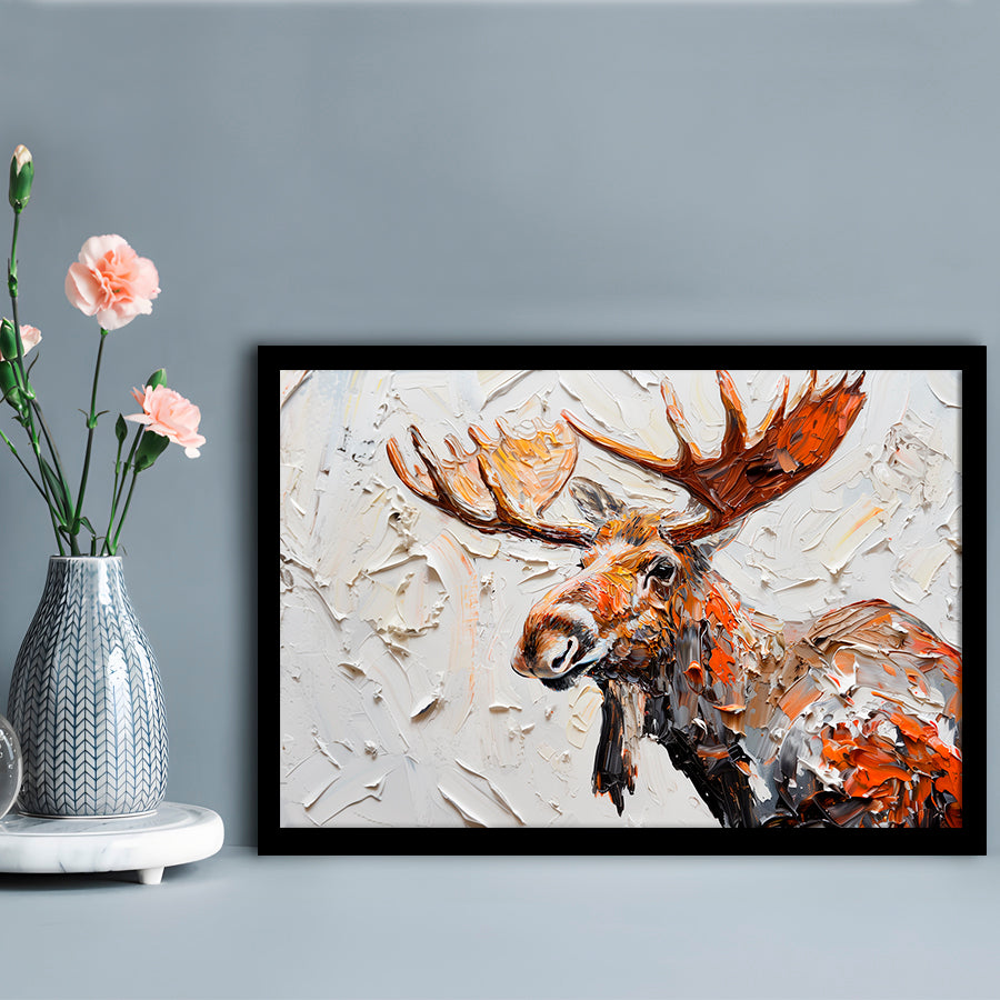 Painting Of Portrait Moose, Framed  Print, Painting Art, Framed Art Print Wall Decor, Framed Picture