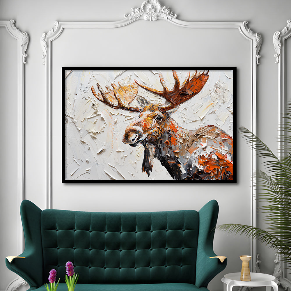 Painting Of Portrait Moose, Framed  Print, Painting Art, Framed Art Print Wall Decor, Framed Picture