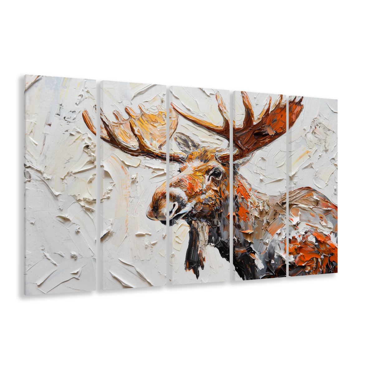 Painting Of Portrait Moose, Canvas Art Print, Painting Art, Multi Panels Canvas Print Wall Art