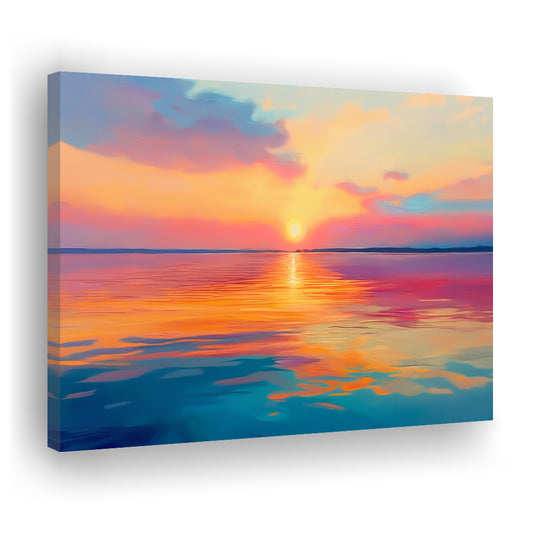 Painting Purple Sunset Reflection On The Water, Canvas Art Decor Print, Painting Art, Canvas Print Wall Art Home Decor