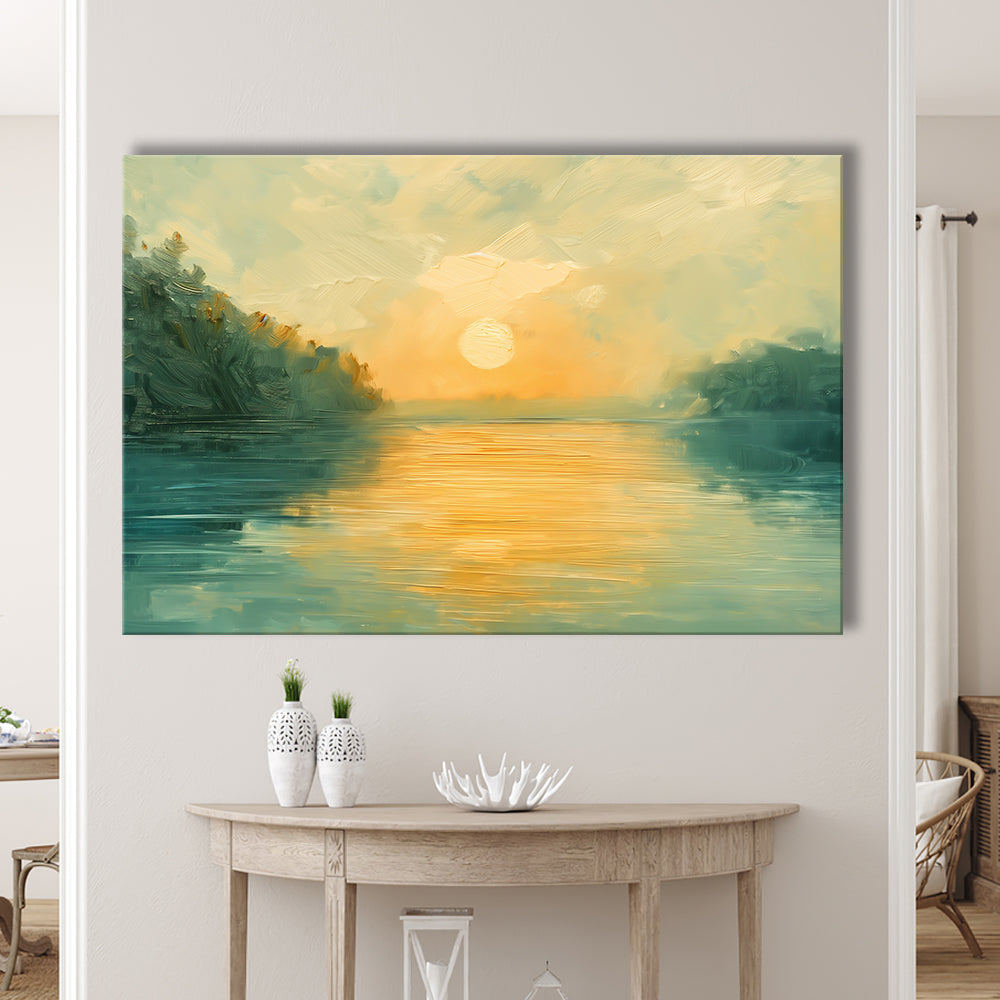 Painting Sunríe Reflection On The Water, Canvas Art Decor Print, Painting Art, Canvas Print Wall Art Home Decor