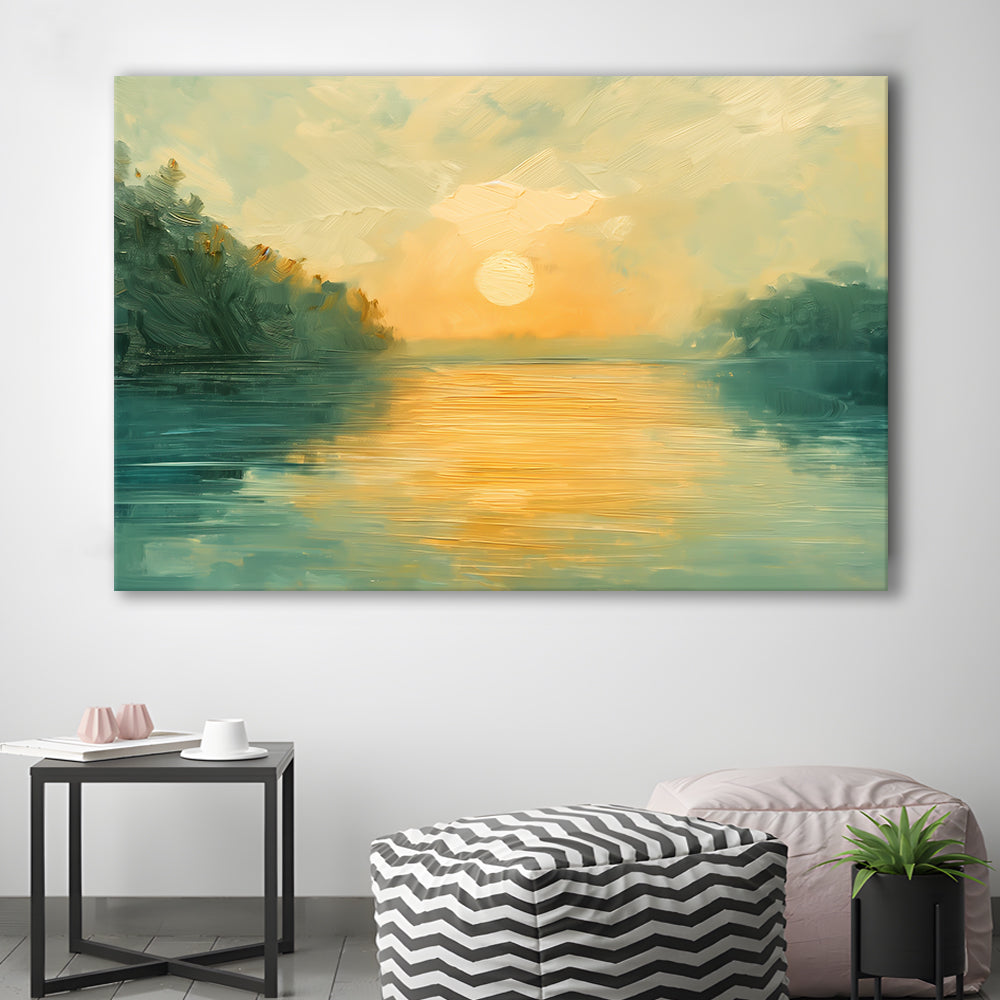 Painting Sunríe Reflection On The Water, Canvas Art Decor Print, Painting Art, Canvas Print Wall Art Home Decor