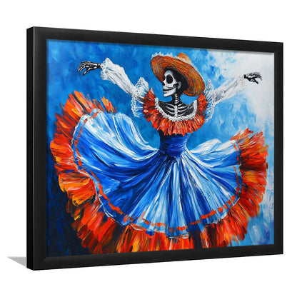 Painting Of Dancing Mexican Women, Day Of The Dead Art, Mexican Culture Art, Framed Art Print, Picture Framed