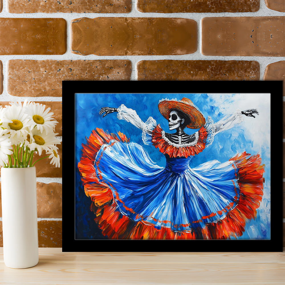Painting Of Dancing Mexican Women, Day Of The Dead Art, Mexican Culture Art, Framed Art Print, Picture Framed
