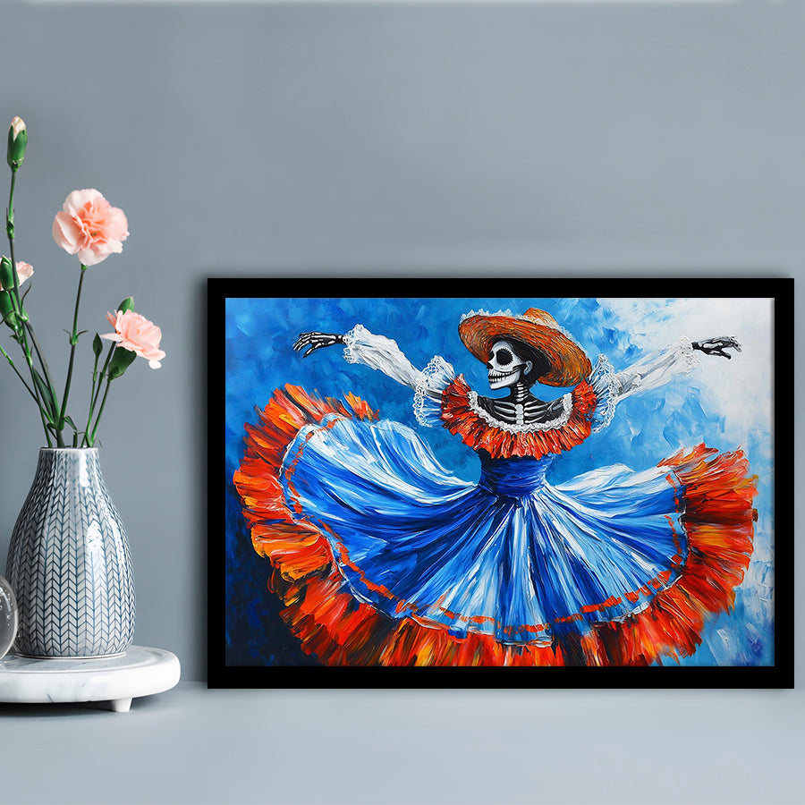 Painting Of Dancing Mexican Women, Day Of The Dead Art, Mexican Culture Art, Framed Art Print, Picture Framed