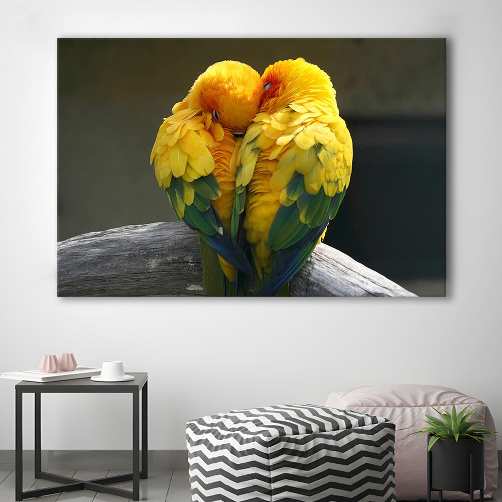 Pair Lovebirds Art Lovebirds Parrot Wall Decor Canvas Wall Art, Cavas Print Wall Art Hom Decor