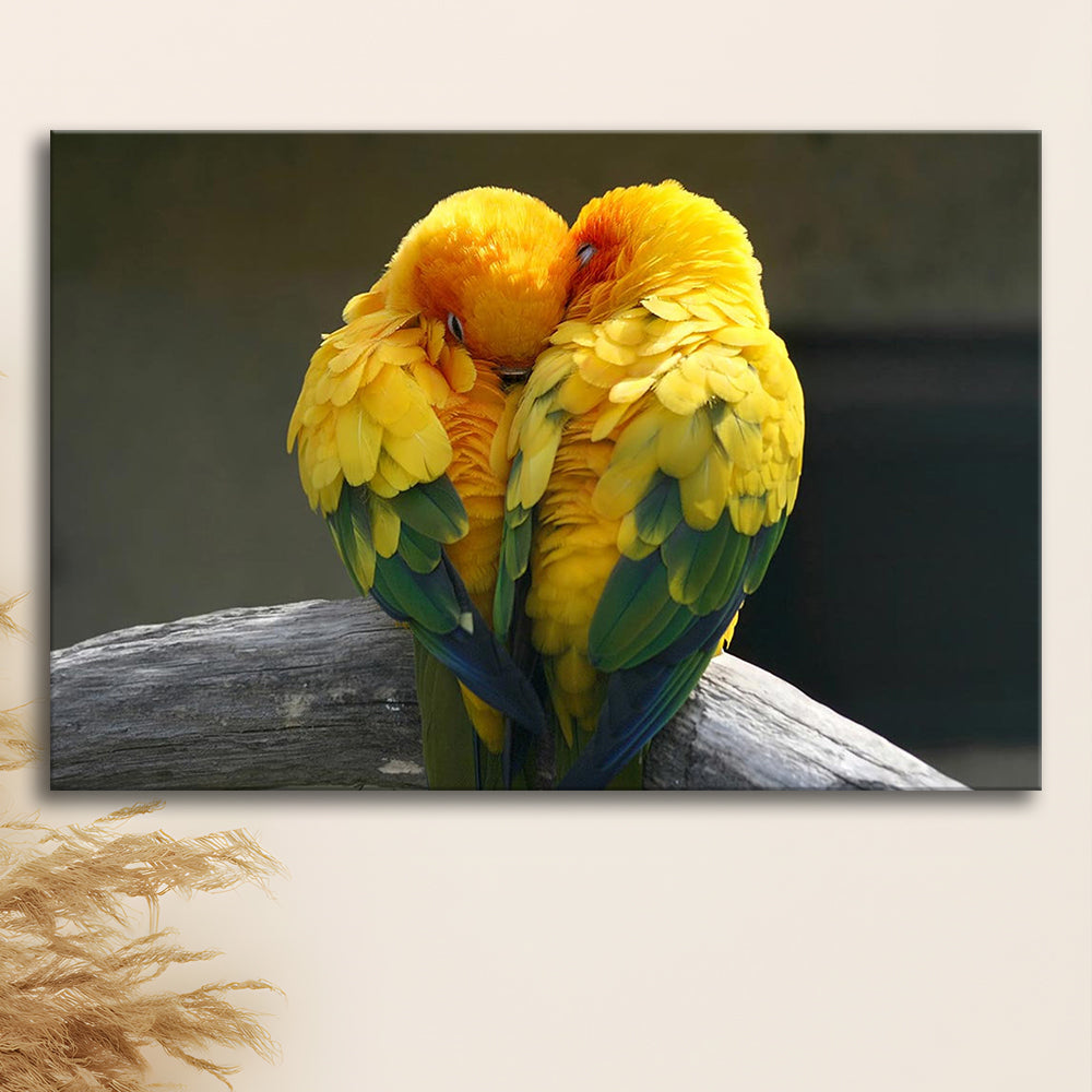 Pair Lovebirds Art Lovebirds Parrot Wall Decor Canvas Wall Art, Cavas Print Wall Art Hom Decor