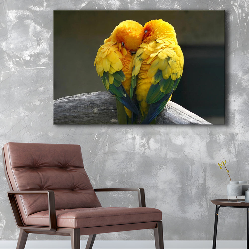 Pair Lovebirds Art Lovebirds Parrot Wall Decor Canvas Wall Art, Cavas Print Wall Art Hom Decor