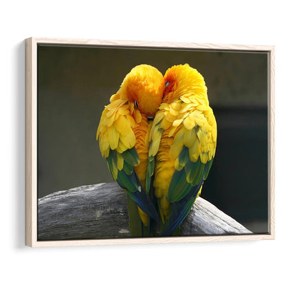Pair Lovebirds Art Lovebirds Parrot Wall Decor Canvas Wall Art, Framed Cavas Print, Floating Frame