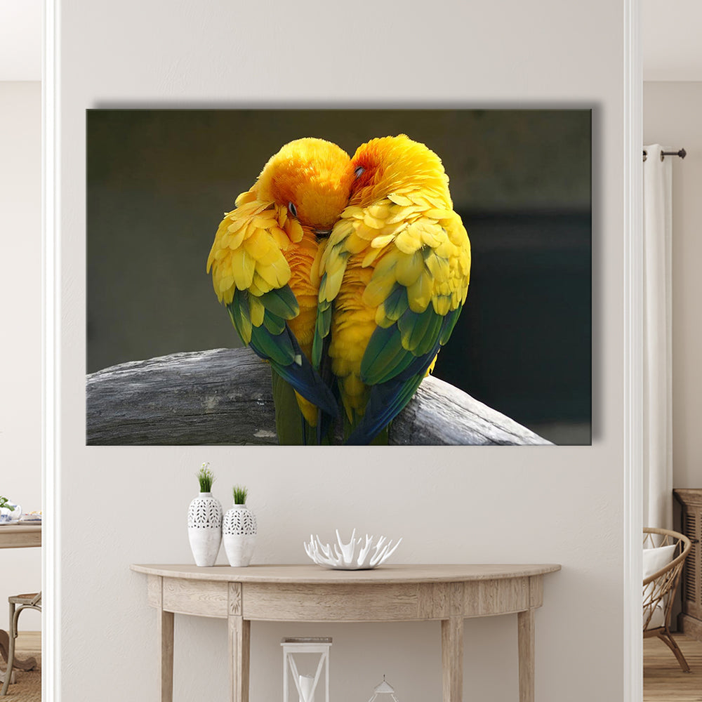 Pair Lovebirds Art Lovebirds Parrot Wall Decor Canvas Wall Art, Cavas Print Wall Art Hom Decor