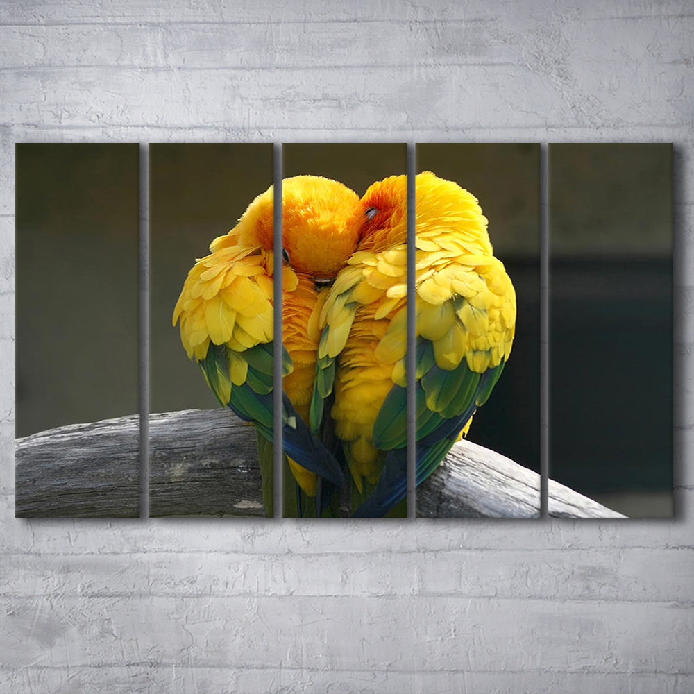Pair Lovebirds Art Lovebirds Parrot Wall Decor Canvas Wall Art, 5 Piece B Extra Large Cavas Print Wall Art Decor