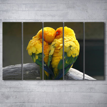 Pair Lovebirds Art Lovebirds Parrot Wall Decor Canvas Wall Art, 5 Piece B Extra Large Cavas Print Wall Art Decor