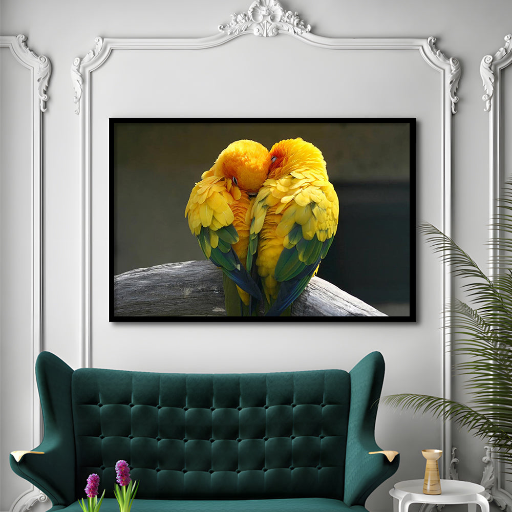 Pair Lovebirds Art Lovebirds Parrot Wall Decor Art Wall Art, Framed Art Print, Picture Framed