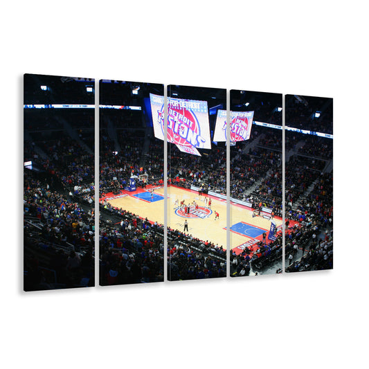 Palace in Auburn Hills Detroit, Stadium Canvas, Sport Art, 5 Panel B, Extra Large Canvas, Canvas Print Wall Art