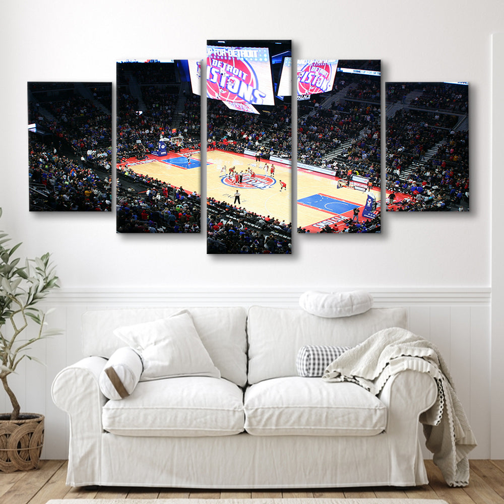 Palace in Auburn Hills Detroit, Stadium Canvas, Sport Art, Gift for him, 5 Panel, Large Canvas, Canvas Print Wall Art