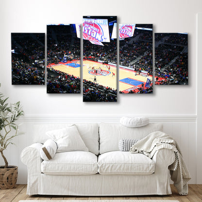 Palace in Auburn Hills Detroit, Stadium Canvas, Sport Art, Gift for him, 5 Panel, Large Canvas, Canvas Print Wall Art