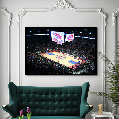 Palace in Auburn Hills Detroit, Stadium Canvas, Sport Art, Gift for him, Framed Art Print Wall Decor, Picture Framed