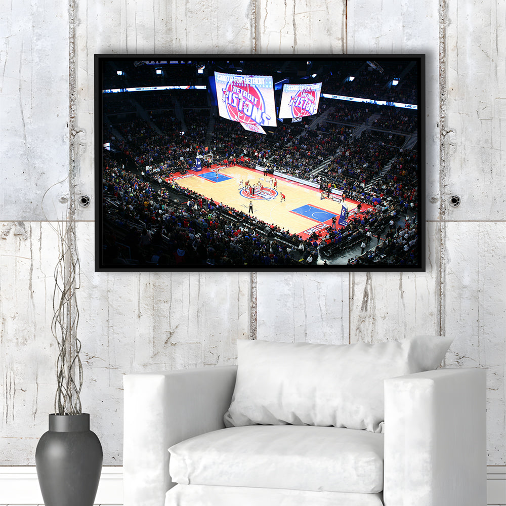 Palace in Auburn Hills Detroit, Stadium Canvas, Sport Art, Framed Canvas Print Wall Art, Floating Frame