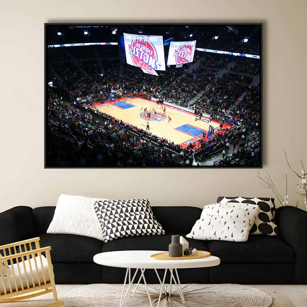 Palace in Auburn Hills Detroit, Stadium Canvas, Sport Art, Framed Canvas Print Wall Art, Floating Frame