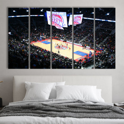 Palace in Auburn Hills Detroit, Stadium Canvas, Sport Art, 5 Panel B, Extra Large Canvas, Canvas Print Wall Art