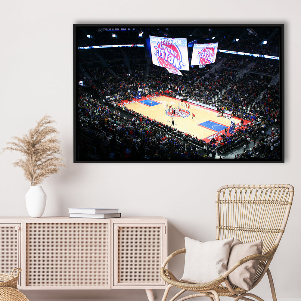 Palace in Auburn Hills Detroit, Stadium Canvas, Sport Art, Framed Canvas Print Wall Art, Floating Frame