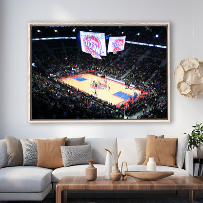 Palace in Auburn Hills Detroit, Stadium Canvas, Sport Art, Framed Canvas Print Wall Art, Floating Frame