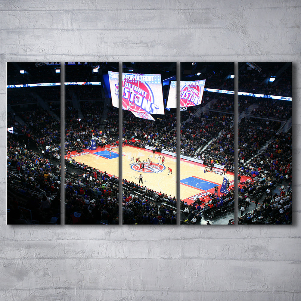 Palace in Auburn Hills Detroit, Stadium Canvas, Sport Art, 5 Panel B, Extra Large Canvas, Canvas Print Wall Art
