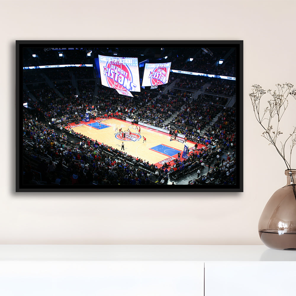Palace in Auburn Hills Detroit, Stadium Canvas, Sport Art, Framed Canvas Print Wall Art, Floating Frame