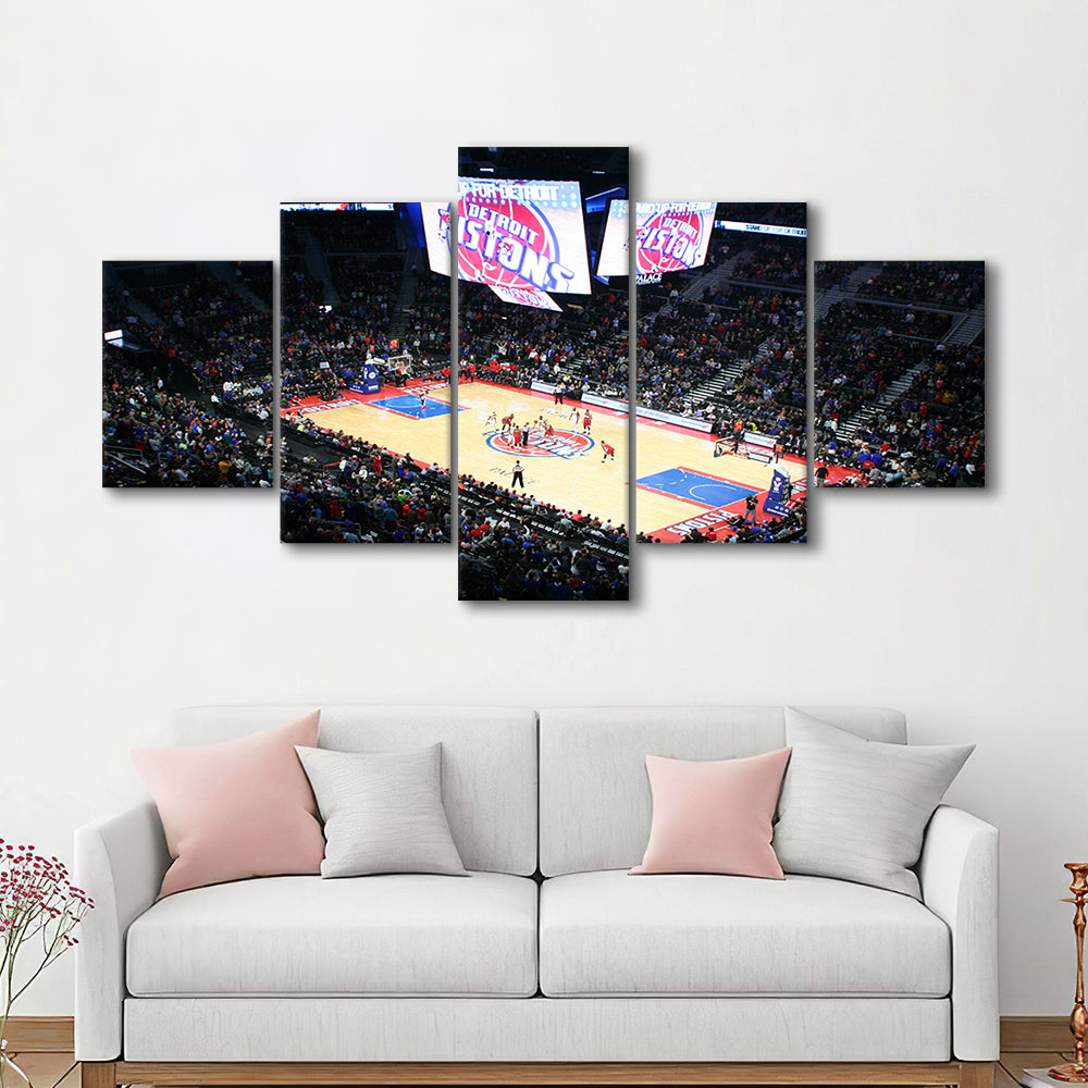 Palace in Auburn Hills Detroit, Stadium Canvas, Sport Art, Gift for him, 5 Panel, Large Canvas, Canvas Print Wall Art