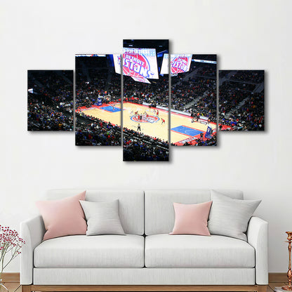 Palace in Auburn Hills Detroit, Stadium Canvas, Sport Art, Gift for him, 5 Panel, Large Canvas, Canvas Print Wall Art