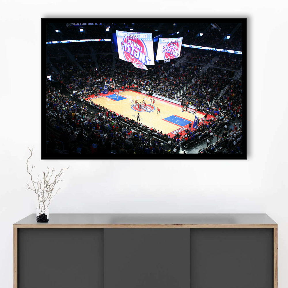 Palace in Auburn Hills Detroit, Stadium Canvas, Sport Art, Gift for him, Framed Art Print Wall Decor, Picture Framed