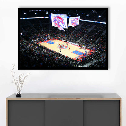 Palace in Auburn Hills Detroit, Stadium Canvas, Sport Art, Gift for him, Framed Art Print Wall Decor, Picture Framed