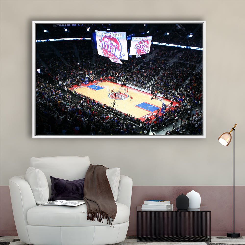 Palace in Auburn Hills Detroit, Stadium Canvas, Sport Art, Framed Canvas Print Wall Art, Floating Frame