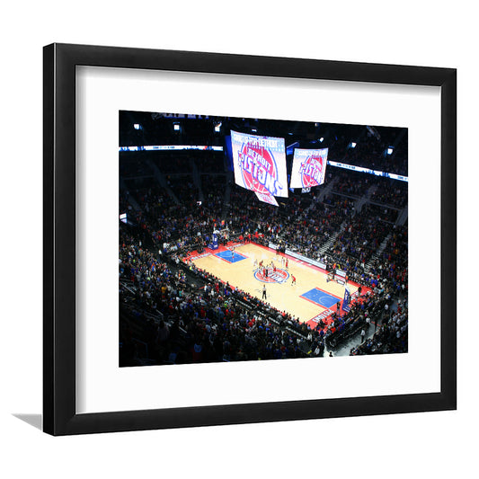 Palace in Auburn Hills Detroit, Stadium Canvas, Sport Art, Gift for him, White Border Framed Art Print Wall Decor