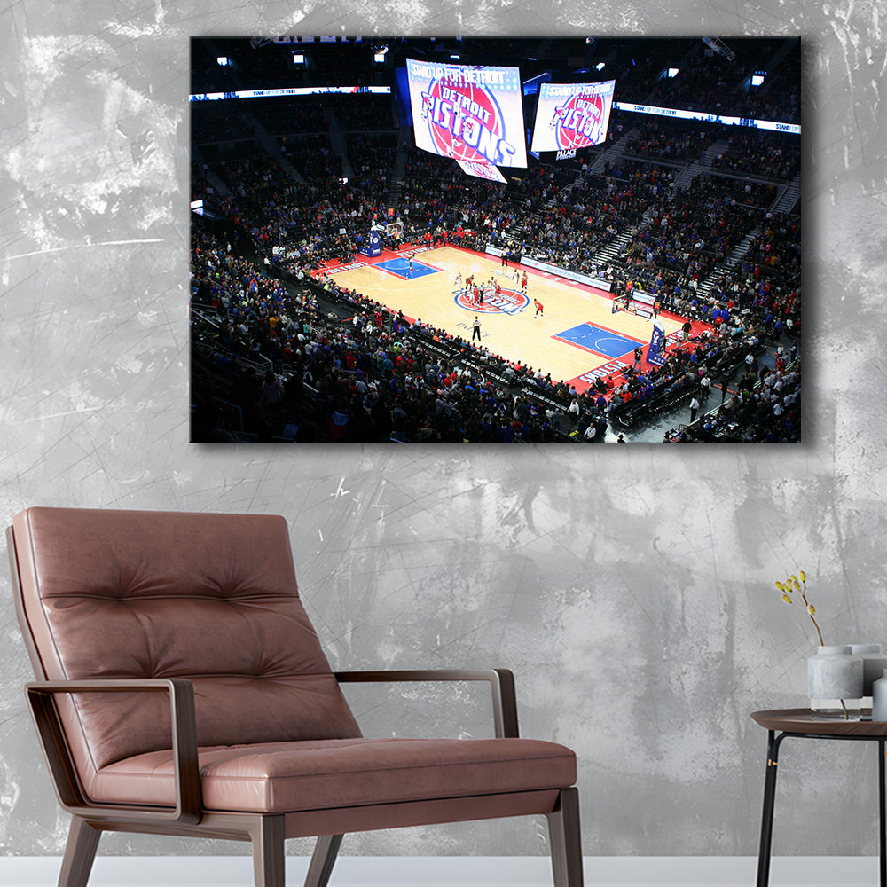 Palace in Auburn Hills Detroit, Stadium Canvas, Sport Art, Gift for him, Man Cave Decor, Art Print, Canvas Print Wall Art
