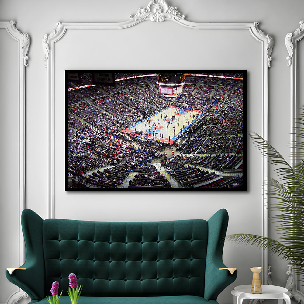 Palace of Auburn Hills, Stadium Canvas, Sport Art, Gift for him, Framed Art Print Wall Decor, Picture Framed