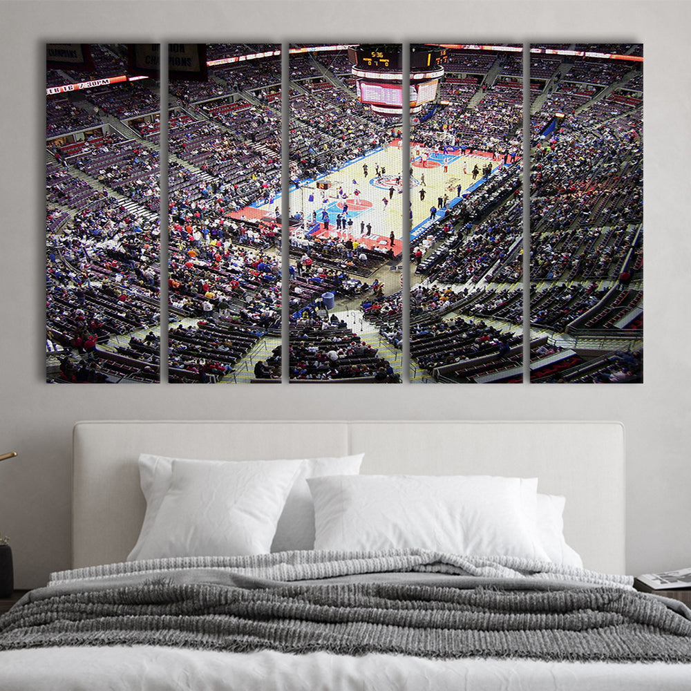Palace of Auburn Hills, Stadium Canvas, Sport Art, 5 Panel B, Extra Large Canvas, Canvas Print Wall Art