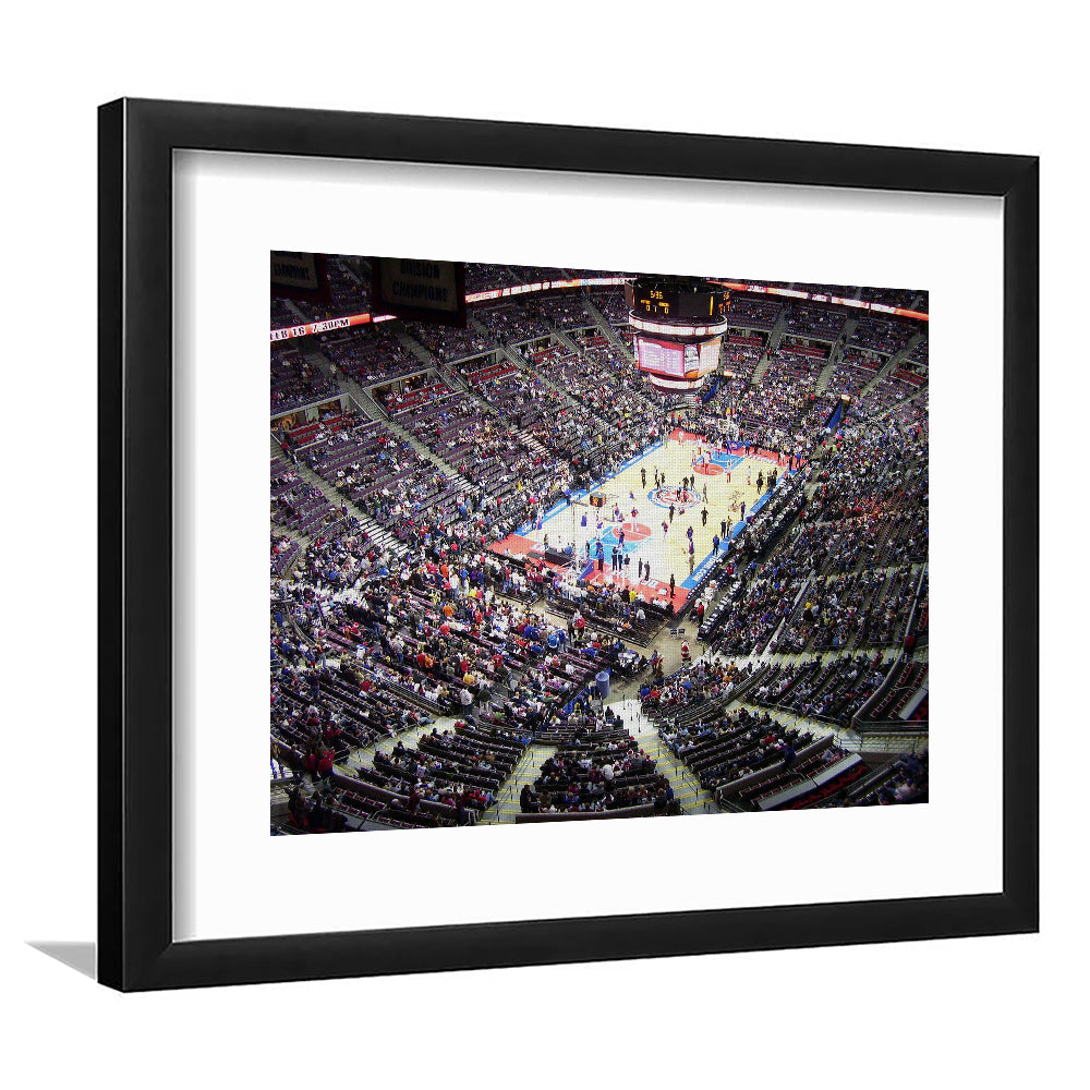 Palace of Auburn Hills, Stadium Canvas, Sport Art, Gift for him, White Border Framed Art Print Wall Decor