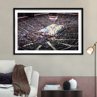 Palace of Auburn Hills, Stadium Canvas, Sport Art, Gift for him, White Border Framed Art Print Wall Decor