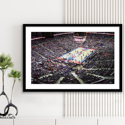 Palace of Auburn Hills, Stadium Canvas, Sport Art, Gift for him, White Border Framed Art Print Wall Decor