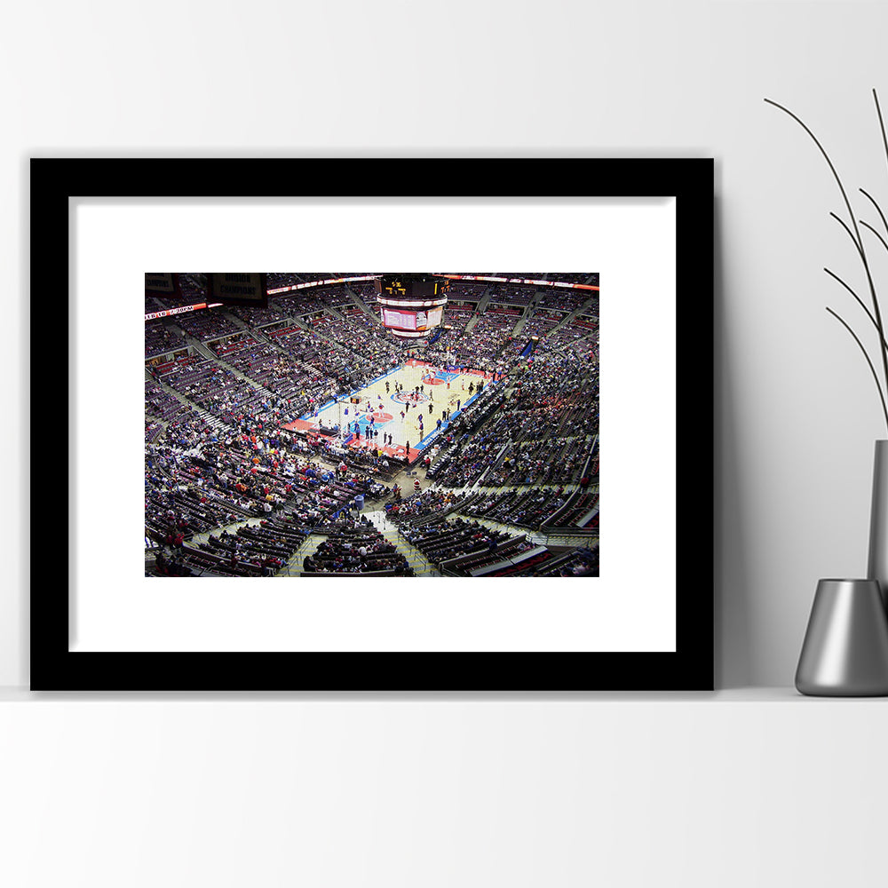 Palace of Auburn Hills, Stadium Canvas, Sport Art, Gift for him, White Border Framed Art Print Wall Decor