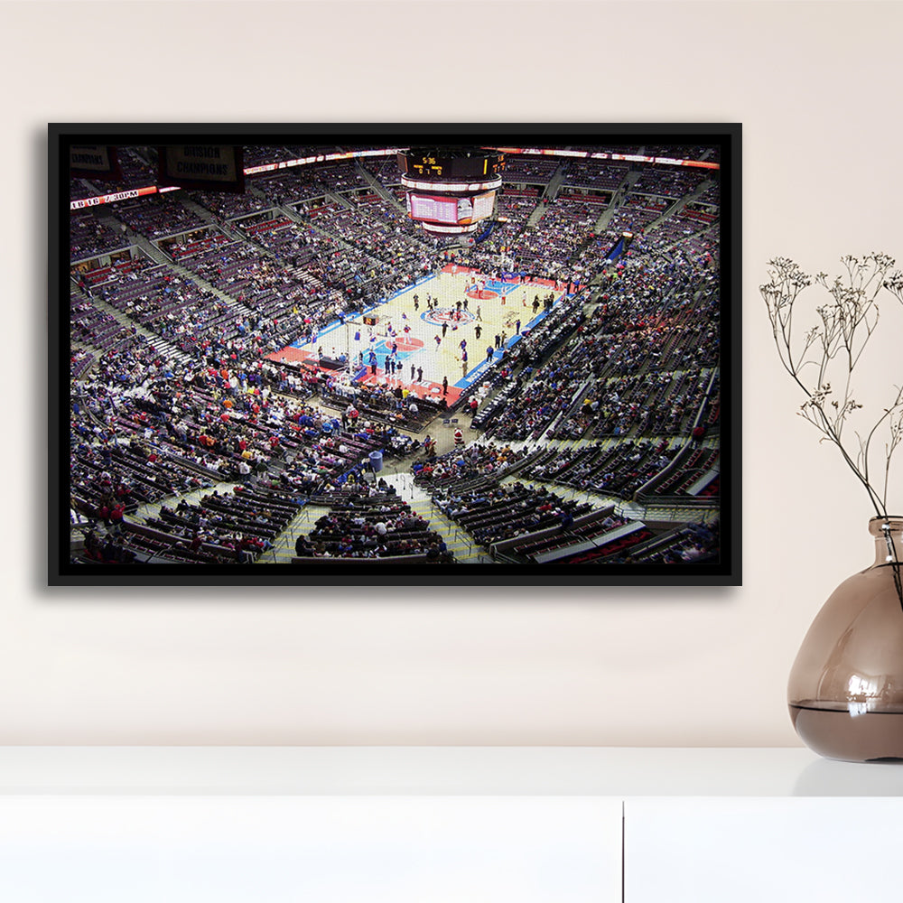 Palace of Auburn Hills, Stadium Canvas, Sport Art, Framed Canvas Print Wall Art, Floating Frame