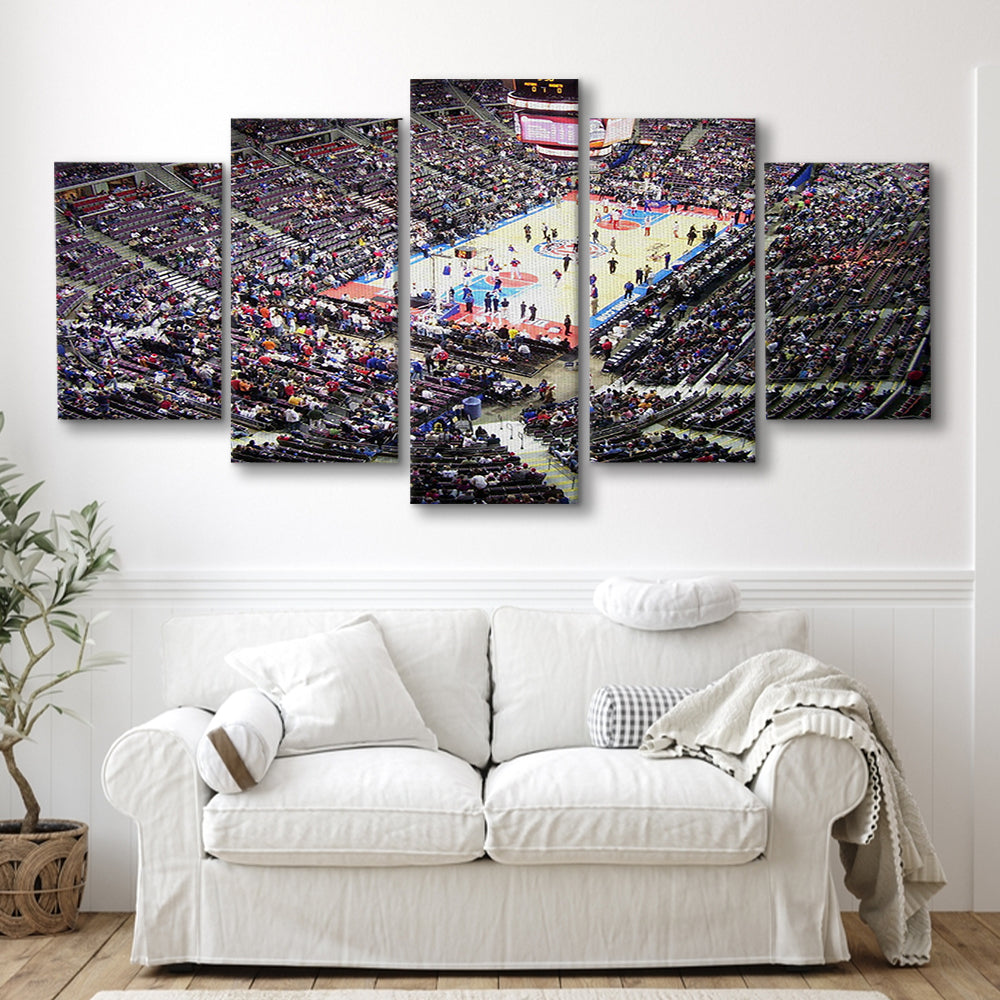 Palace of Auburn Hills, Stadium Canvas, Sport Art, Gift for him, 5 Panel, Large Canvas, Canvas Print Wall Art