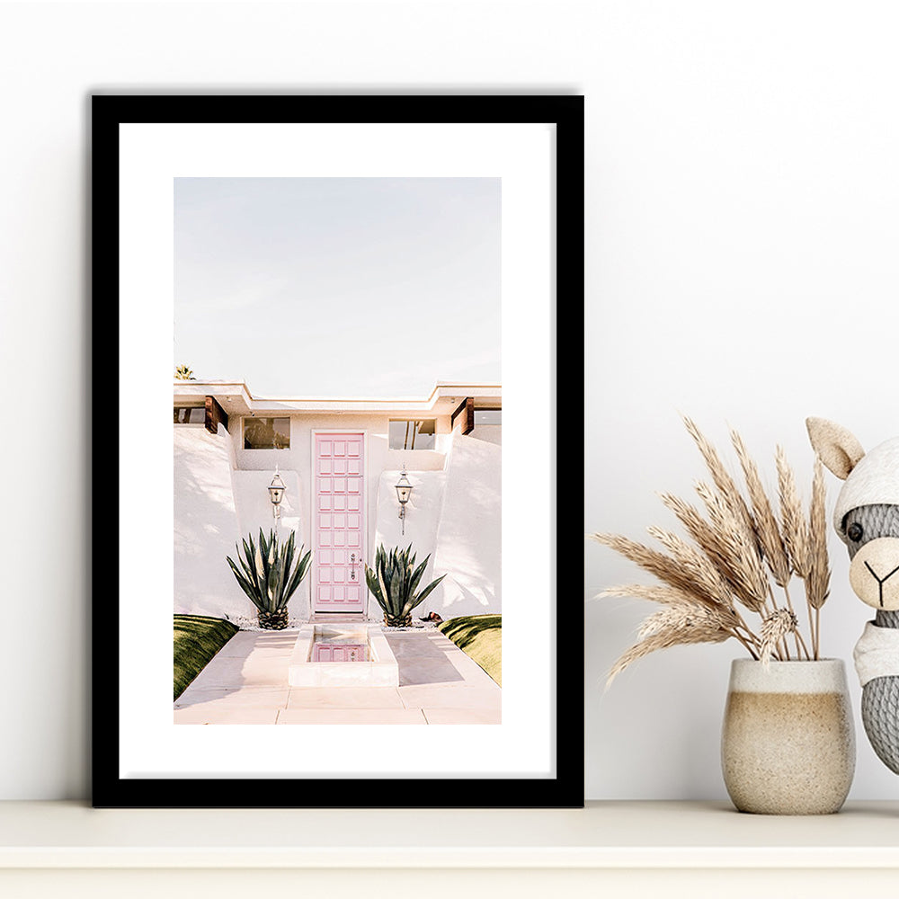 Palm Springs Print, Cactus Print, Pink Print, Botanical Print, Boho Wall Art, Framed Art Prints White Border Wall Decor