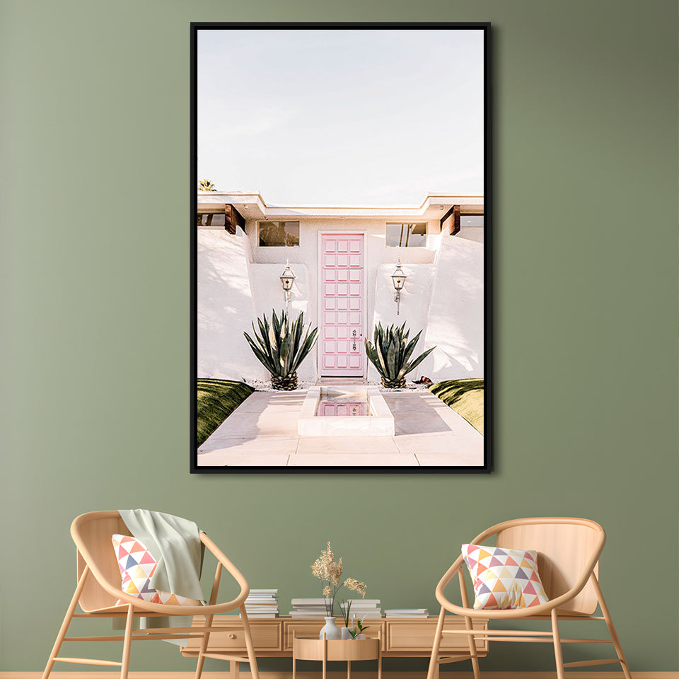 Palm Springs Print, Cactus Print, Pink Print, Botanical Print, Boho Wall Art, Framed Canvas Prints Wall Art