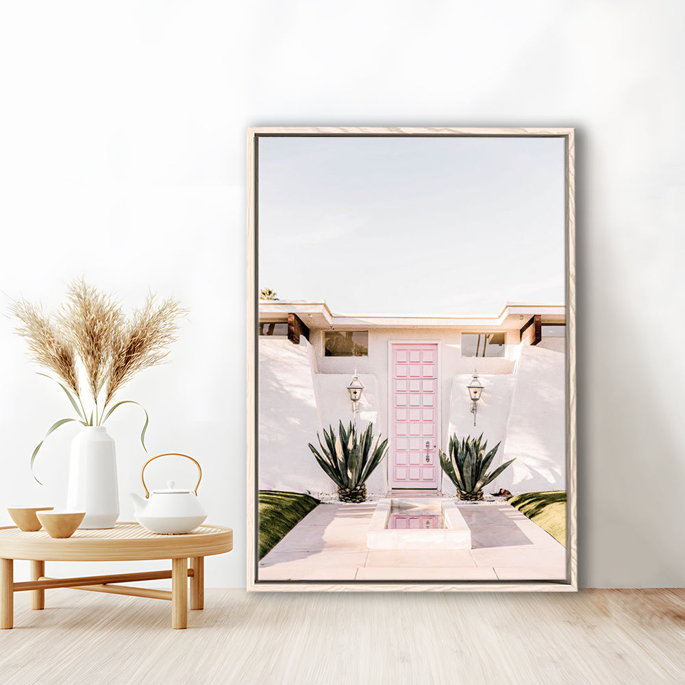 Palm Springs Print, Cactus Print, Pink Print, Botanical Print, Boho Wall Art, Framed Canvas Prints Wall Art