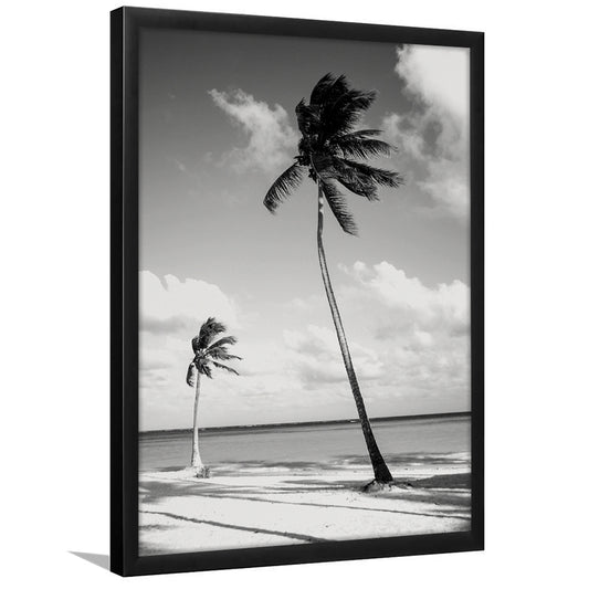 Palm Tree Print, Summer, Black and White, Vintage Beach, Beach House Wall Decor, Framed Art Print Wall Decor
