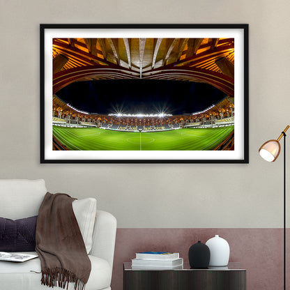 Pancho Arena Hungary, Stadium Canvas, Sport Art, Gift for him, White Border Framed Art Print Wall Decor