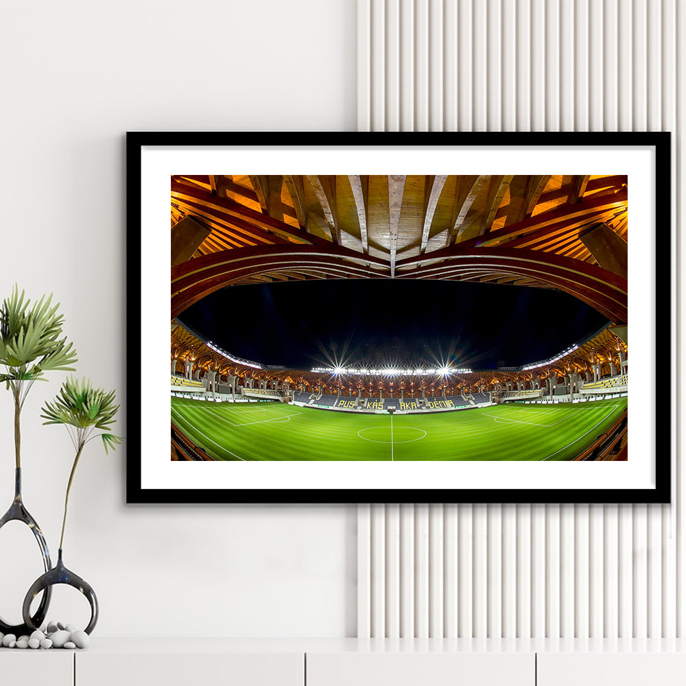 Pancho Arena Hungary, Stadium Canvas, Sport Art, Gift for him, White Border Framed Art Print Wall Decor